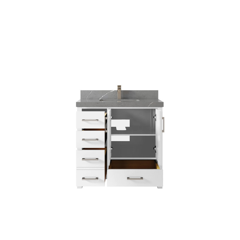 Ensemble de meuble-lavabo simple 36 po Malibu, Gris Piatra
