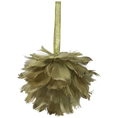 Ornement boule de Noël en plumes scintillantes - 6 po - rose