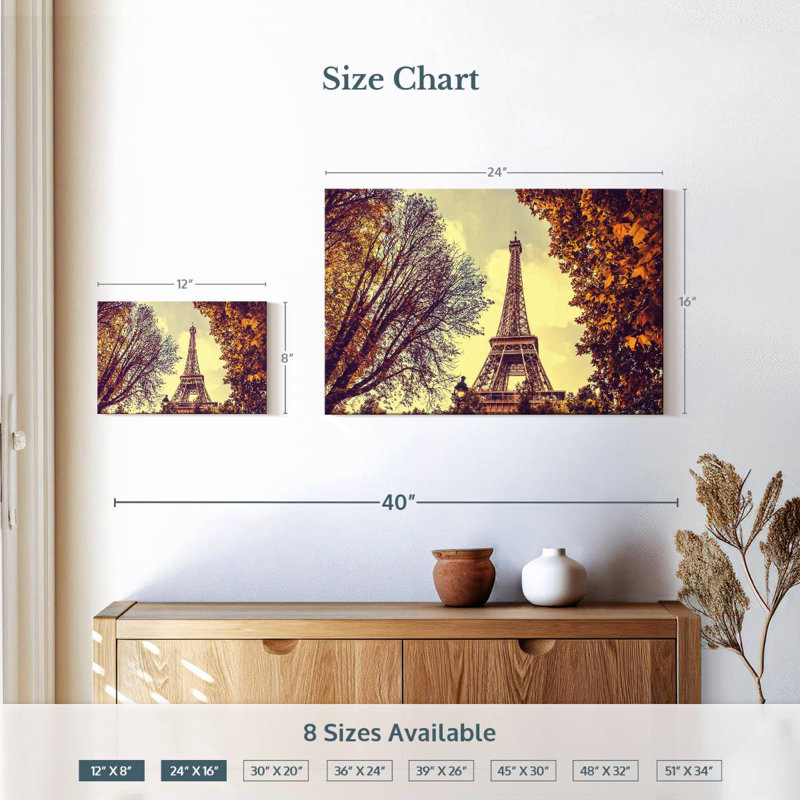 Ravi Eiffel Tower During Autumn, 16" H x 24" W