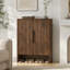 Armoire de rangement pour chaussures en bois avec portes, tablettes réglables et rangement pour chaussures autoportant moderne avec surface de présentation supérieure, conception anti-basculement, grande capacité
