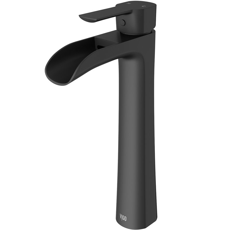 Robinet de lavabo de salle de bain monotrou à poignée simple Niko, Sans bonde escamotable, Noir mat
