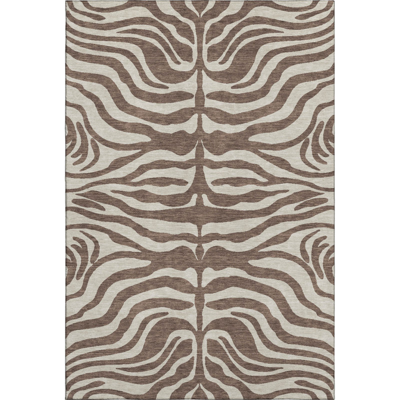 Tapis à motif animal lavable de qualité supérieure Goulven AMF1042, Rectangle 8 pi x 10 pi