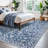 Blue Machine Washable Rugs for Bedroom Non-Slip Low Pile Throw Rugs with Rubber Backing Washable Carpet-1122484915