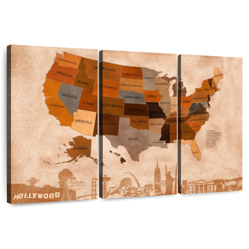 Carte d'automne des États-Unis à Aliaz, H 24 po x l 38 po