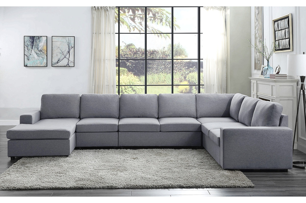 Latitude Run® Modular Linen Sectional Sofa With Reversible Chaise | Wayfair