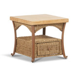 Brookside - Outdoor Side Table w/ Solid Travertine Top & Hand Painted Aluminum Base