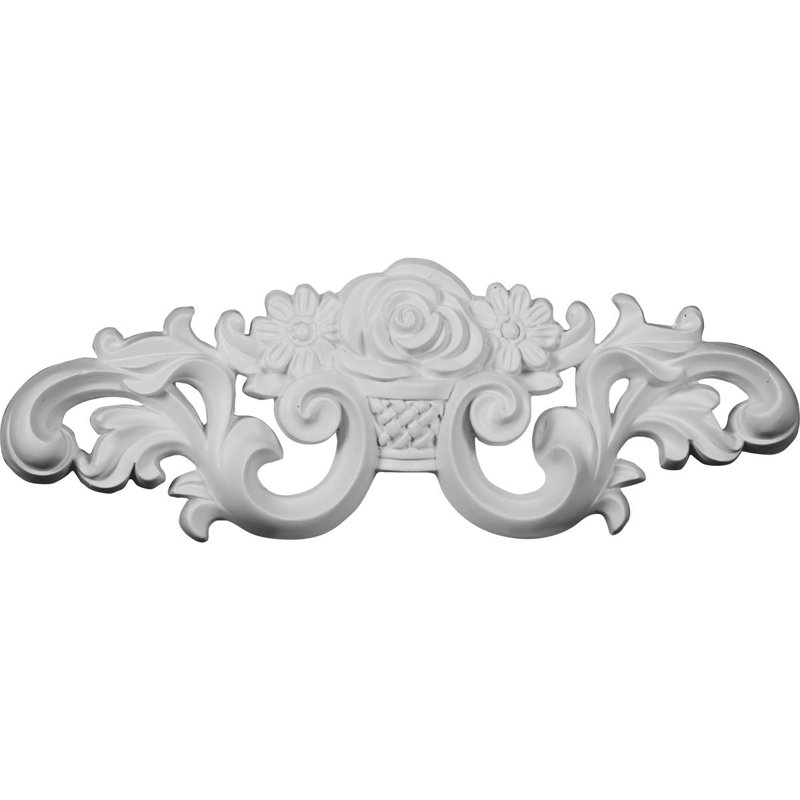 White Polyurethane Flower Basket Applique Onlay