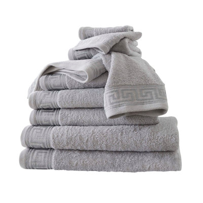 8 Piece Greek Towel Bale Set - Egyptian Cotton Luxury Soft & Quick Dry Towelette, 4 Face, 2 Hand and 2 Bath Towels Set