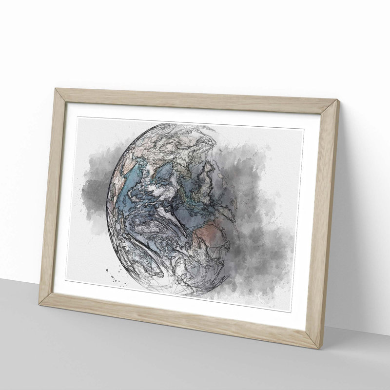 Beautiful View of Earth in Abstract - Picture Frame Graphic Art Print, 36cm H x 48cm W x 2cm D, Oak Framed