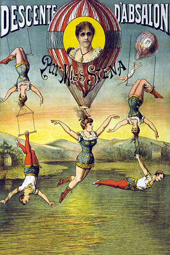 Affiche cirque français balloon-impression d’art graphique, H 66 po x l 44 po