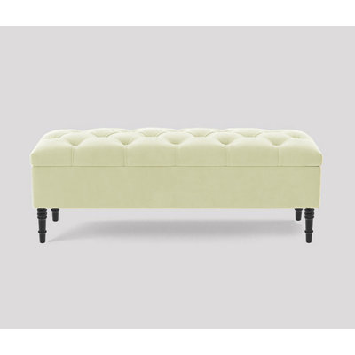 Alyana Wide Tufted Rectangle Ottoman Storage Bench - Upholstery Velvet Shoe Bench with Turned Wooden Legs