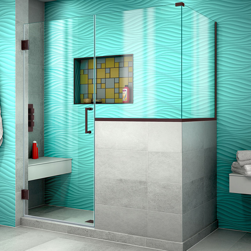 Cabine de douche à charnière sans cadre en bronze huilé Dreamline Unidoor Plus l 60 po x P 36 3/8 po x H 72 po, Bronze huilé