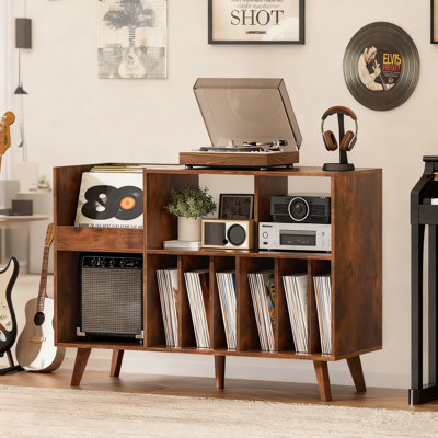 48-Inch Turntable Stand With Storage For Vinyl Records And Media Equipment