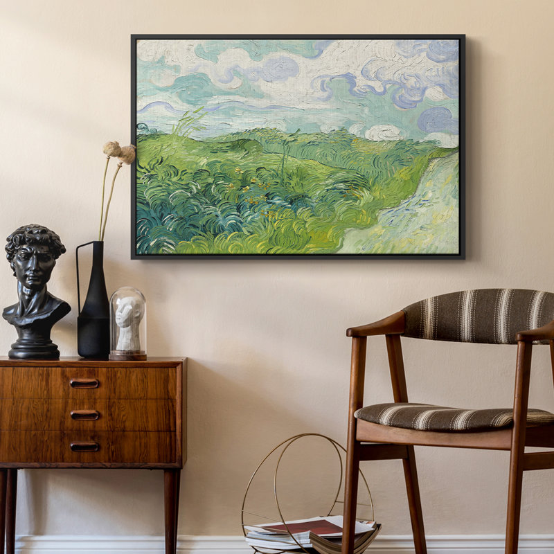Green Wheat Field, Auvers, 1890 - Vincent van Gogh, toile tendue avec châssis, 24 po x 36 po, Noyer