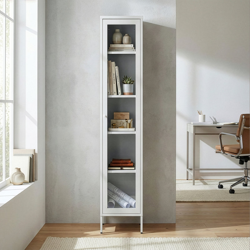 Kyoung 13.75'' Wide 4 - Shelf Storage Cabinet, White