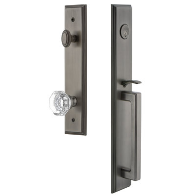 Carré Handleset with Single Cylinder Deadbolt and Chambord Door Knob and Rosette
