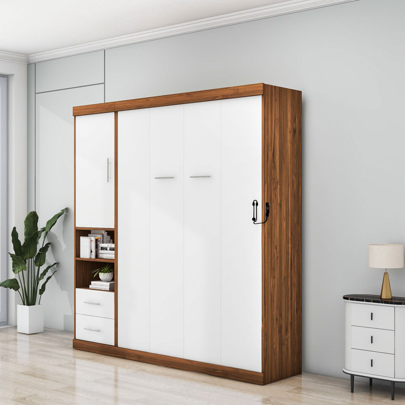 Lit escamotable en bois avec armoire, Double