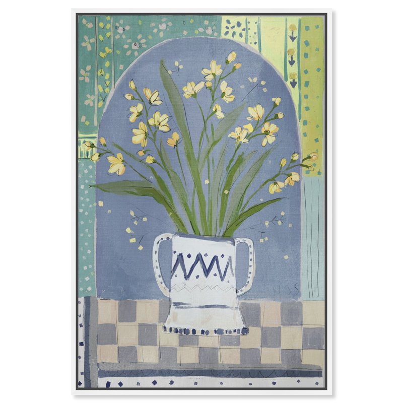 Daylilies In A Vase Print by Oliver Gal, 37"H x 25"W, White Floater Frame