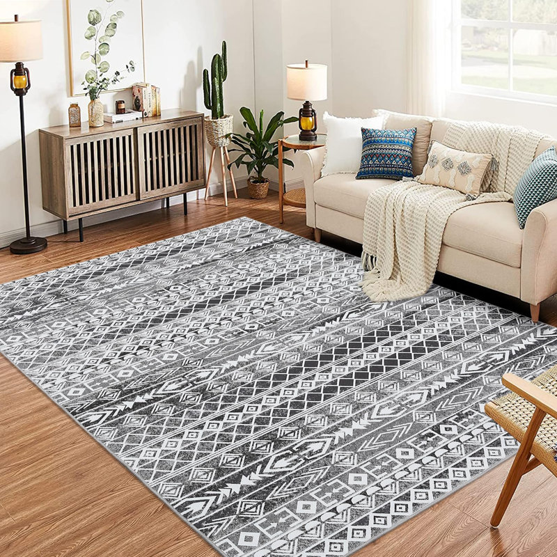 Tapis lavable à motif géométrique marocain
