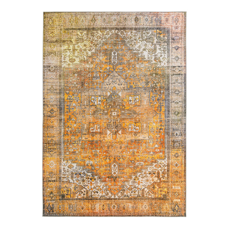 Tapis transitionnel de couleur jaune-ivoire, Rectangle 8 pi 4 po x 12 pi