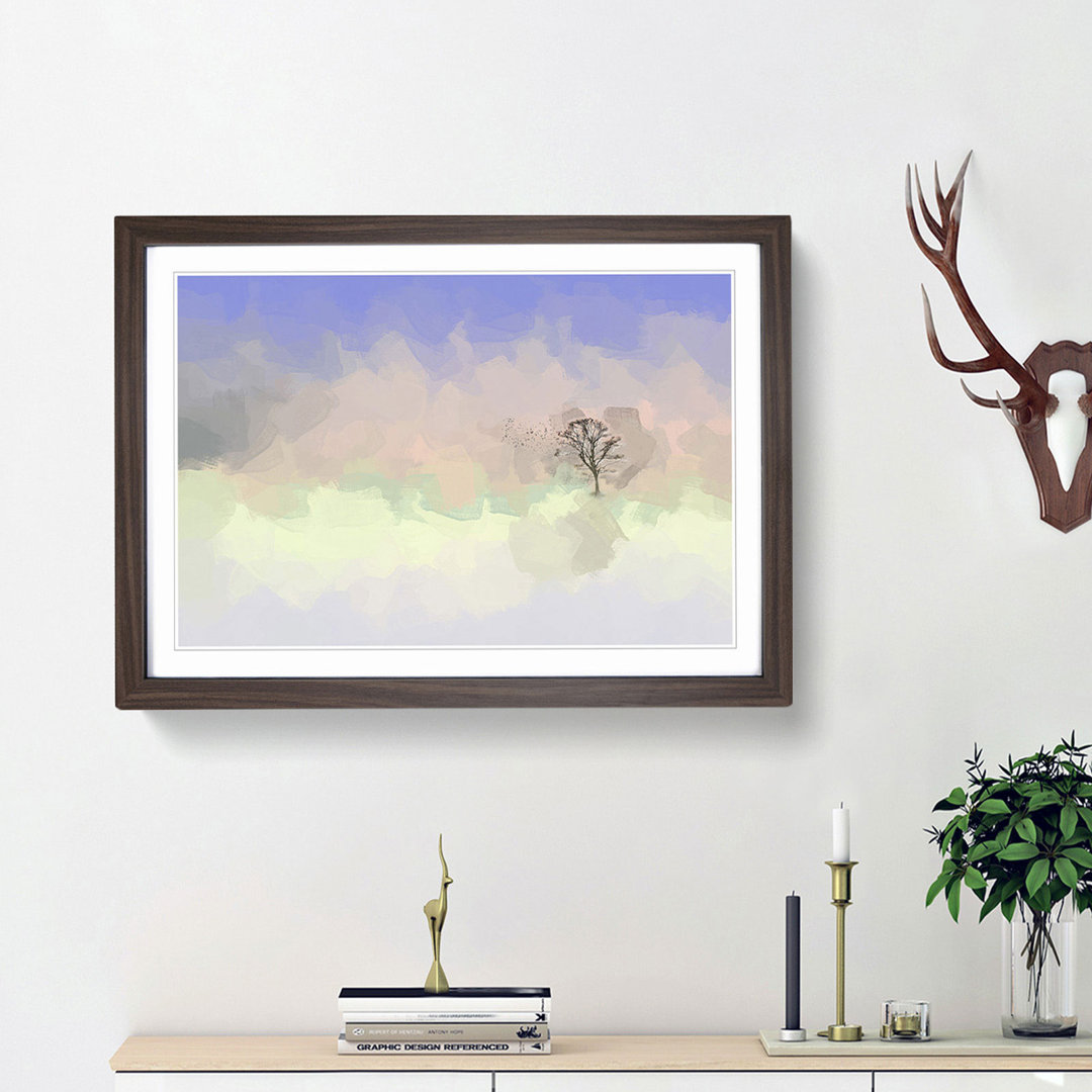 Flock of Birds Leaving the Tree in Abstract - Picture Frame Painting Print
