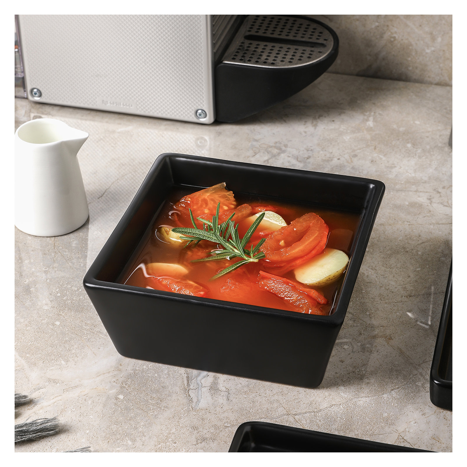 Stone Lain Grace 4-Piece Bowl Set Stoneware, Black