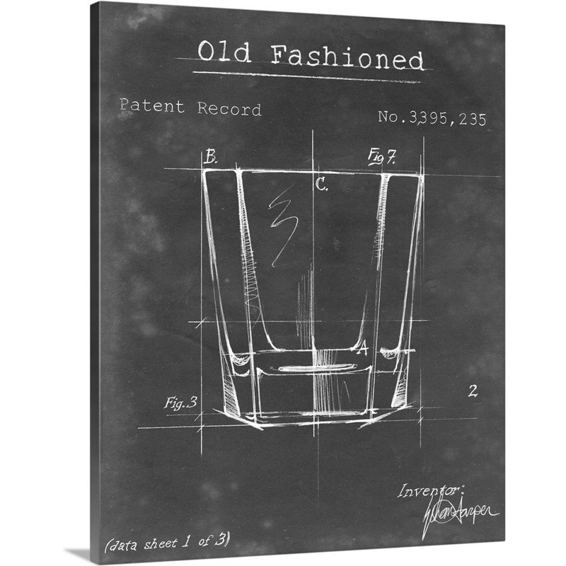 Barware Blueprint I - Impression sur toile, H 20 po x l 16 po x P 1,25 po, Toile tendue