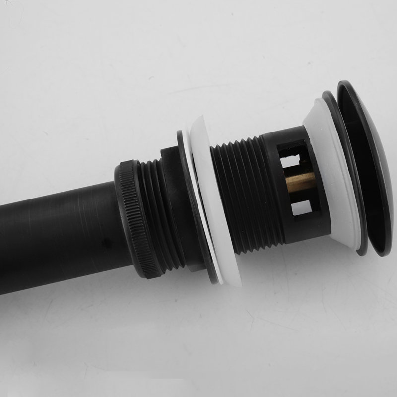 Pop-Up Drain Stopper Bathroom Sink Drain With Overflow, Matte Black