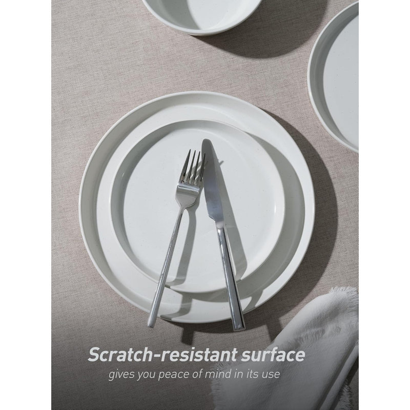 White Speckled Stoneware 24-Piece Dinnerware Set for 8