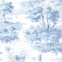 5012052 SHENGYOU TOILE LINEN Blue Schumacher Wallpaper  Discount Fabric  and Wallpaper Online Store
