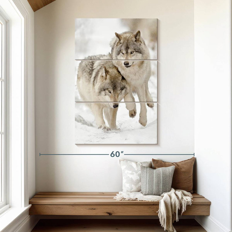 Brampt Playful Gray Wolves, 50" H x 32" W