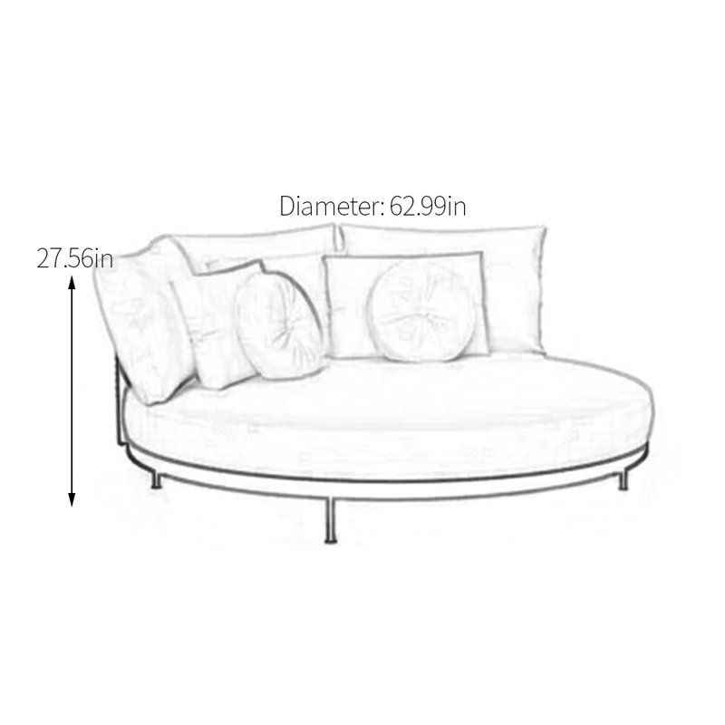 Braided Rope Patio Daybed 62.99'' Wide Circle Patio Daybed with Cushions, Gray