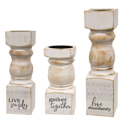 14 po H + accessoires de bougie en bois manufacturé