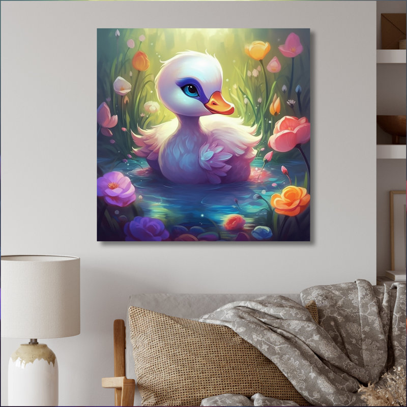 «Cute Baby Swan II», reproduction sur toile, H 36 po x l 36 po x P 1,5 po, Toile tendue