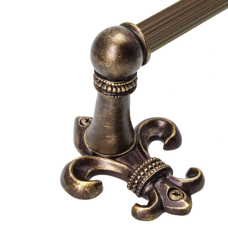 Charlemagne 16 inches c.c {approximately} towel Bar with 5/8 reeded center in Oil Rub Bronze, Antique Brass