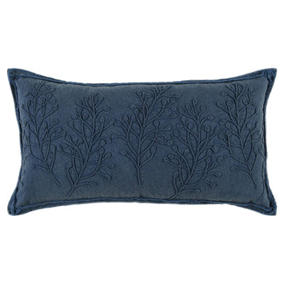 14" X 26" Tone on Tone Botanical Throw Pillow With Embroidery
