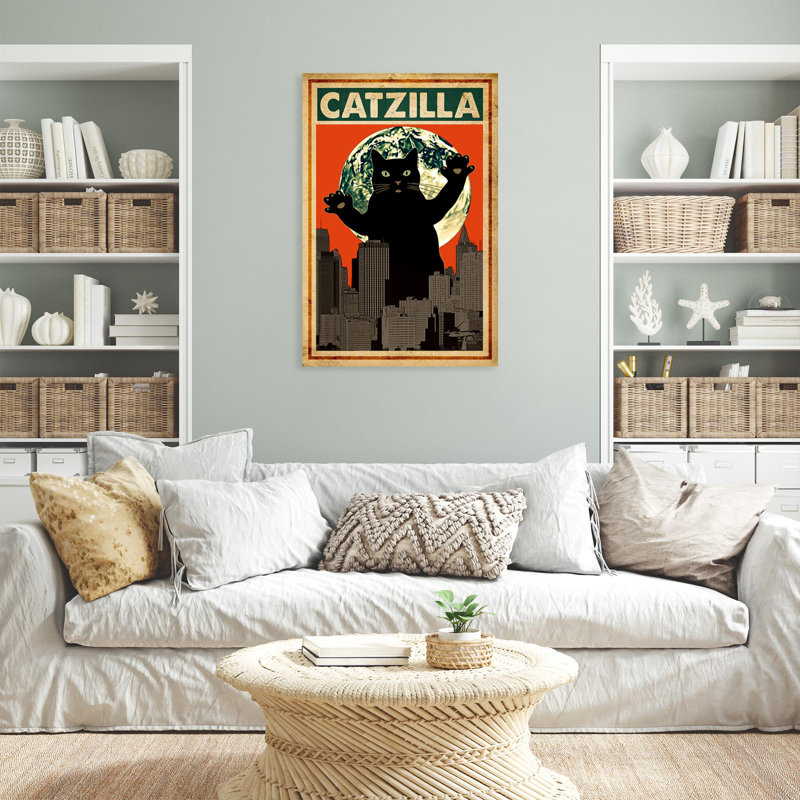 Catzilla sur toile, impression, H 14 po x l 11 po x P 1,25 po