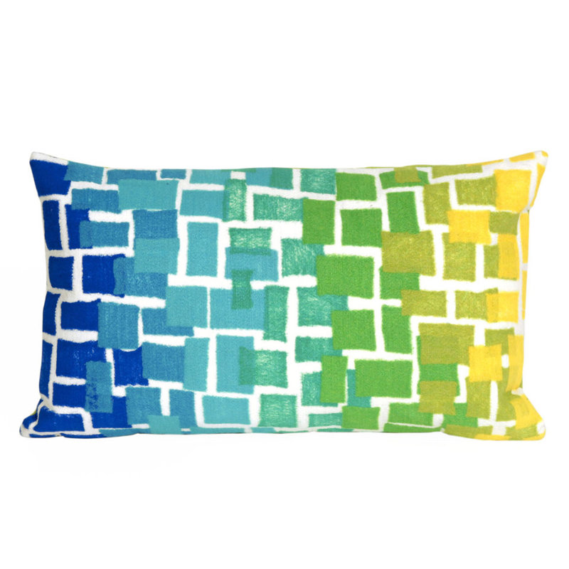 Ombre Tile Outdoor Rectangular Pillow Cover & Insert, Blue