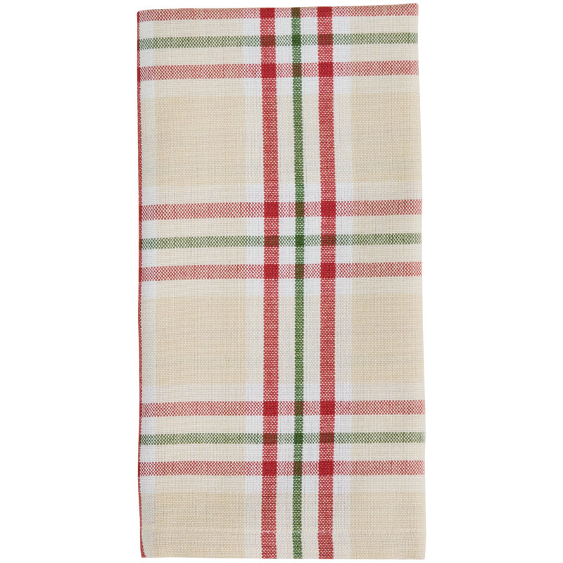  Cozy Christmas Beige Napkin Set Of 4, Beige Plaid