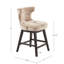 37"H Charcoal Fabric Swivel Counter Stool - Solid Wood Legs, Silver Trim Seat Stool, No Auto Return Swivel, Matte Protection-719211280-719211281