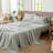 MooMee Striped Sheet Set 100% Washed Cotton Linen Like Textured Breathable Lightweight-121119068-118739905
