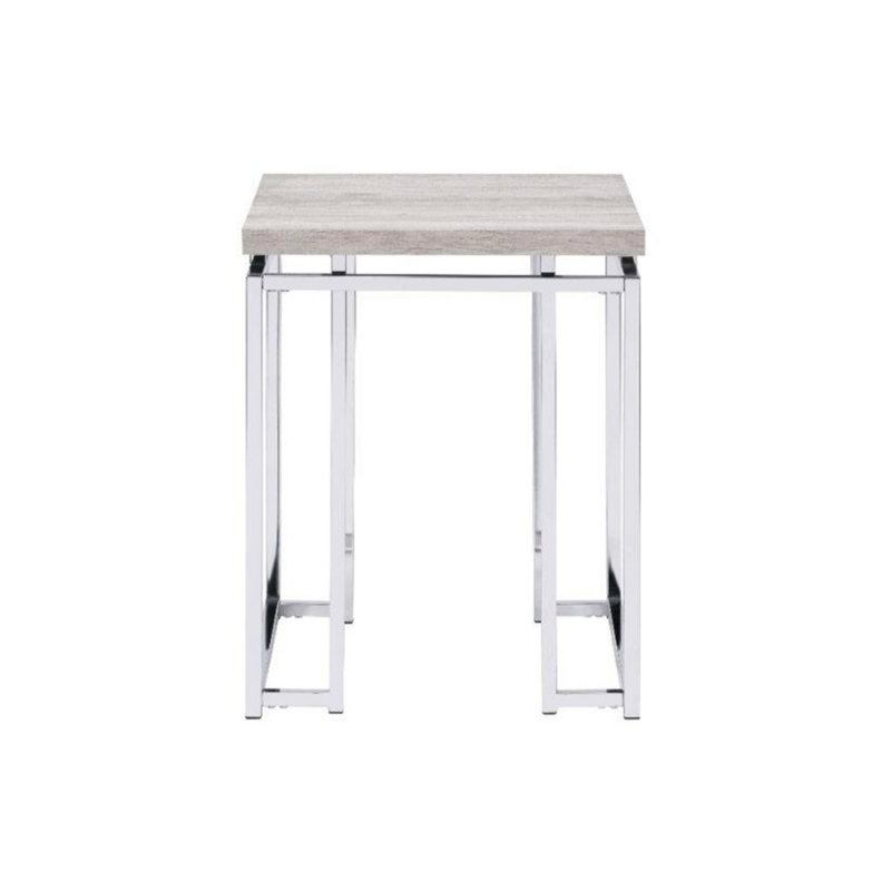 Square End Table With Metal Sled Base