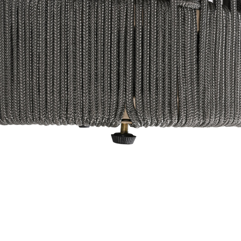 Sinhane Patio Woven Rope Side Table With Acacia Wood Top, Gray