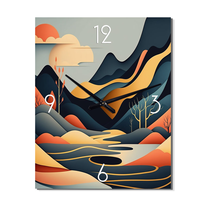Jaweria - Abstract Landscape Wall Clock, Petit