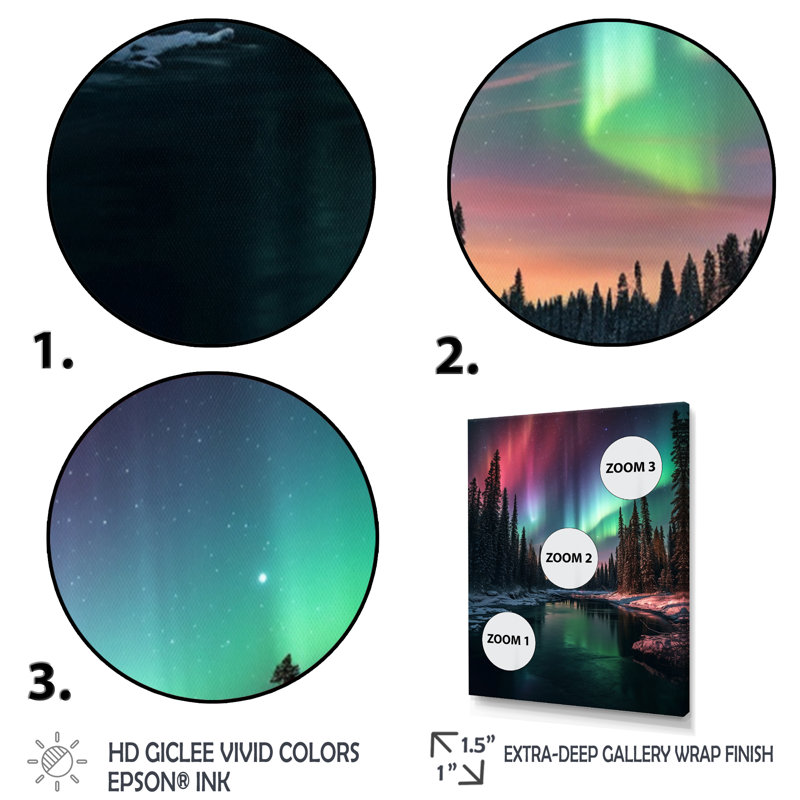 Yukon Northern Lights Beauty IV, reproduction sur toile encadrée, H 44 po x l 34 po x P 1,5 po, Cadre flottant noir
