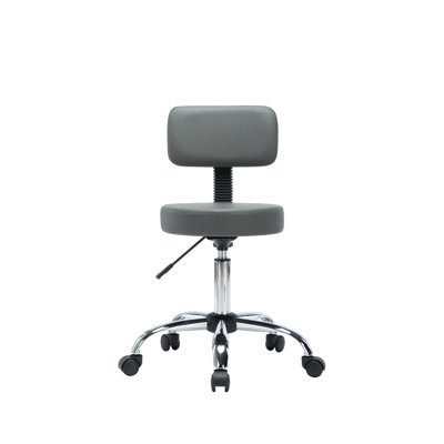 Darrett Adjustable Drafting Stool with Wheels and Backrest, Faux Leather Space-Saving Rolling Stool -  Wrought Studioâ¢, 2CAECB54E861411CB0F7411C7D8878FF