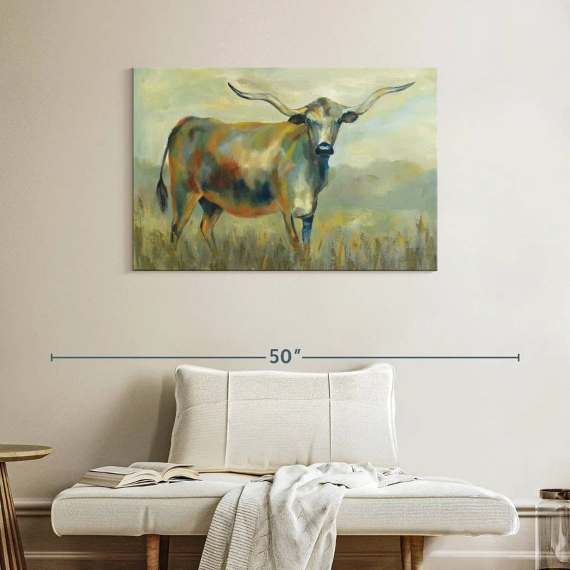 Vache Longhorn Brampt, H 26 po x l 39 po
