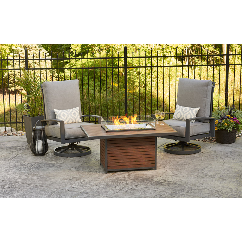 Kenwood Rectangle Polyresin Smokeless Fire Pit Table with Hidden Fuel Tank