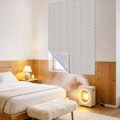 Rideau de porte matelassé à 1 panneau et isolation thermique, drapé de porte en velours robuste avec coutures en losange, réduction du bruit, blocage du froid et de la chaleur, convient aux portes avant / arrière