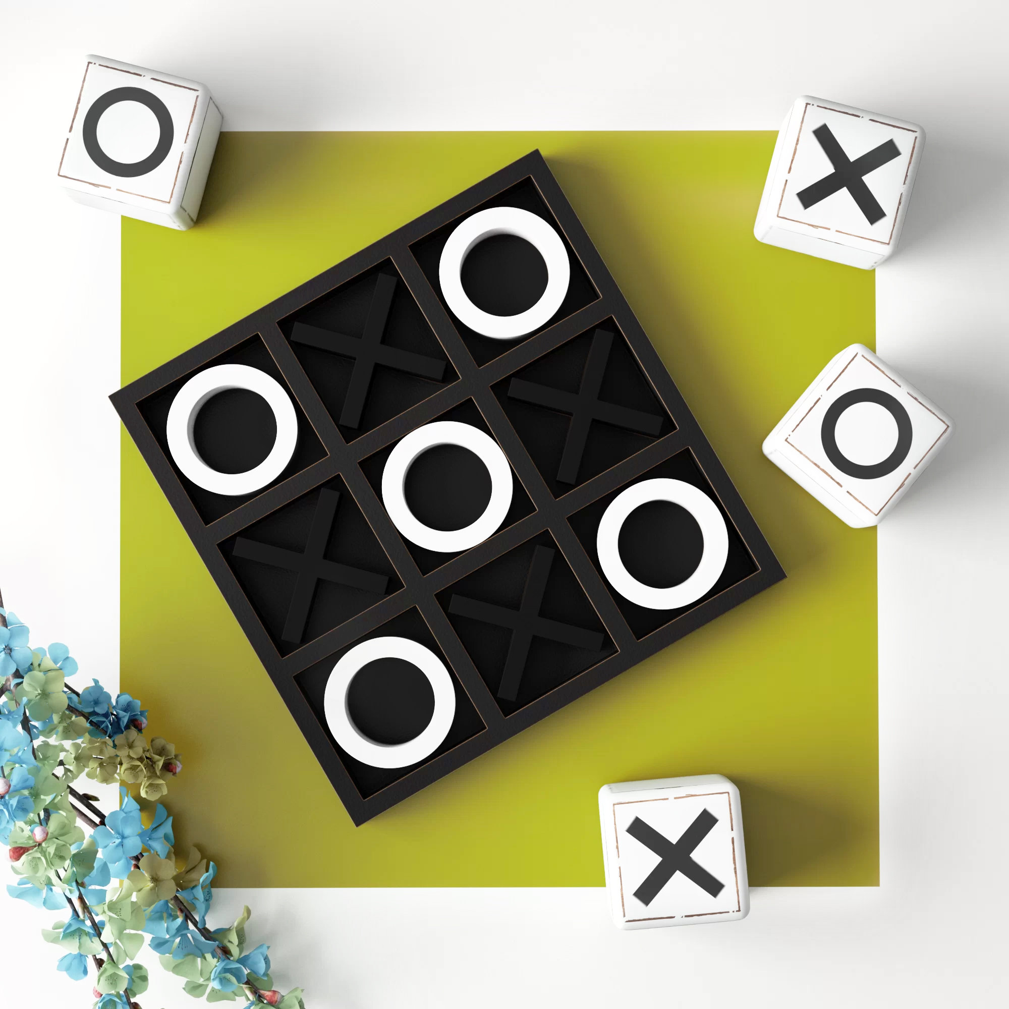 Latitude Run® Wooden Tic Tac Toe Game Set with White Os & Reviews | Wayfair